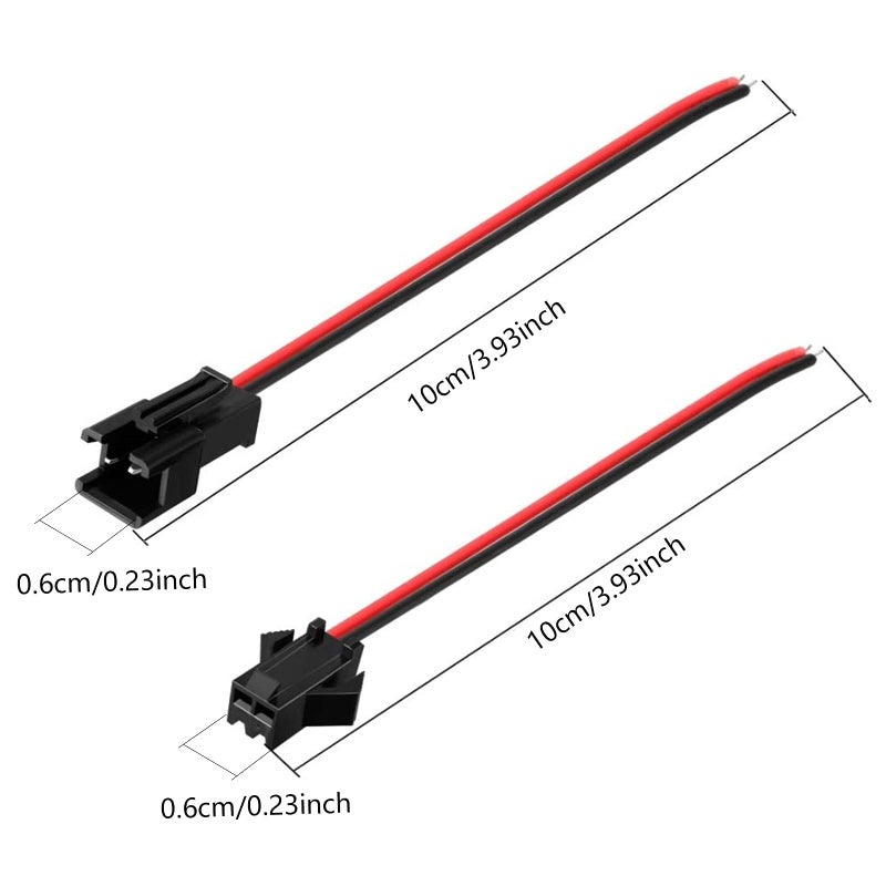 RGBZONE 20Pairs JST SM 2Pin Plug Male to Female EL Wire Cable Connector Adapter for 3528 5050 LED Light Strip(JST SM Connector 2 Pin) - Image 3